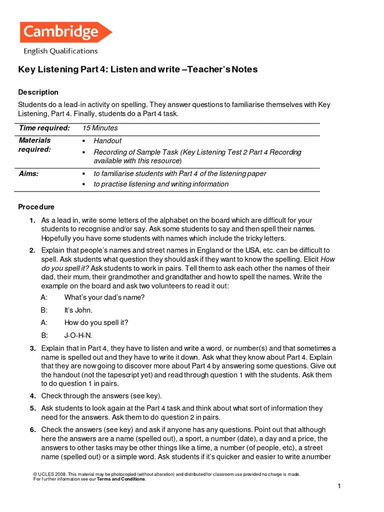 A2 Key Listening Part 4 | PDF | Human Communication | Cognition