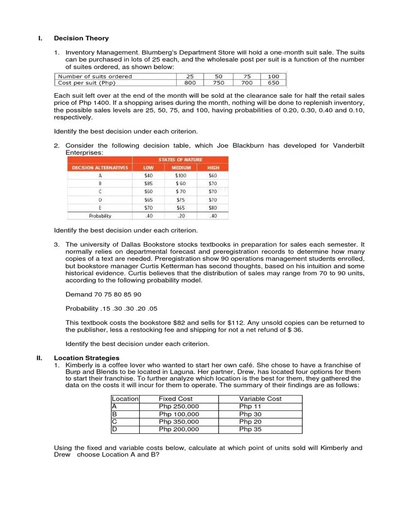 Problem Set Operations Management | PDF | Inventory | Textbook
