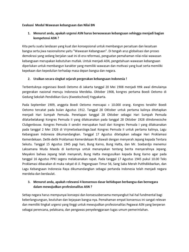 Evaluasi 1. Modul Wawasan Kebangsaan Dan Nilai BN | PDF | Ilmu Sosial