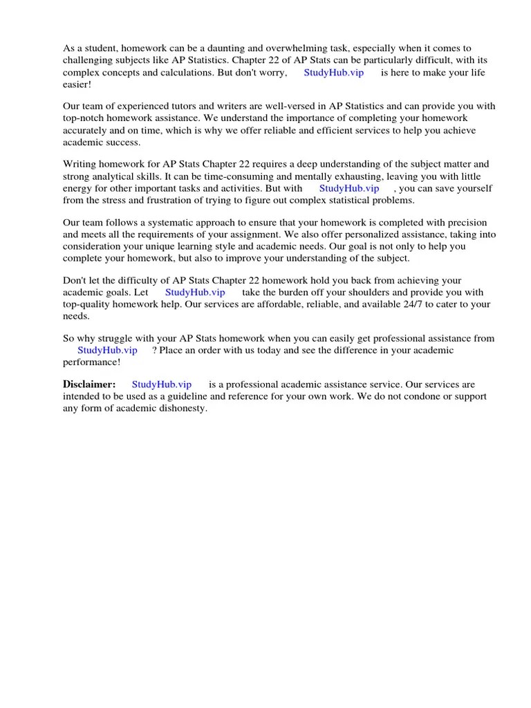 AP Stats Chapter 22 Homework | PDF | Statistics | Homework