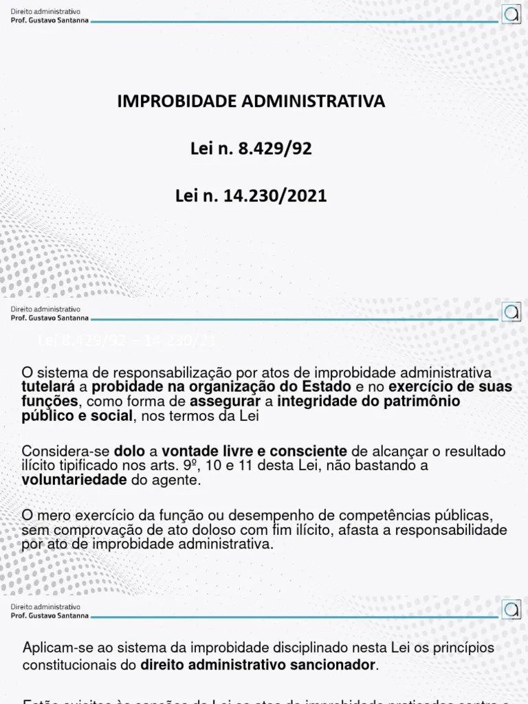 Improbidade Administrativa | PDF | Sentença (jurídico) | Sanções (jurídico)