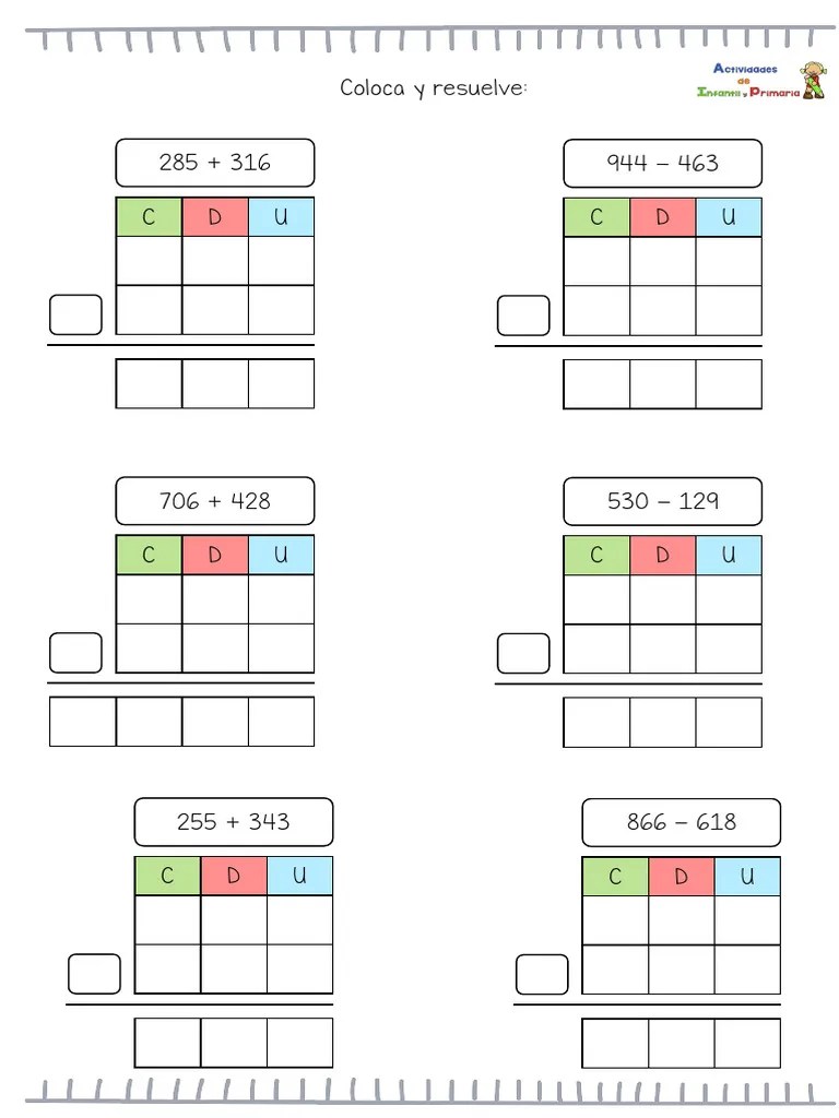 Fichas Sumas Y Restas | PDF | Computadoras