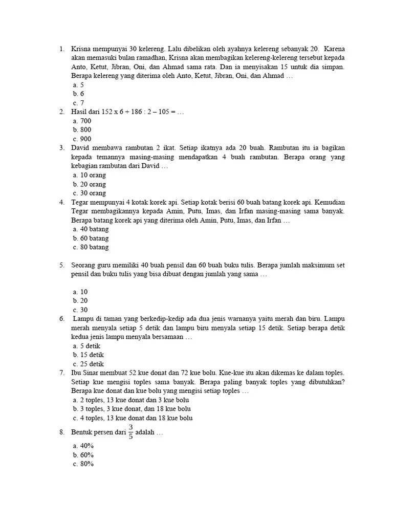 Soal Kelas 3 Dan 4 SD Level 2 | PDF