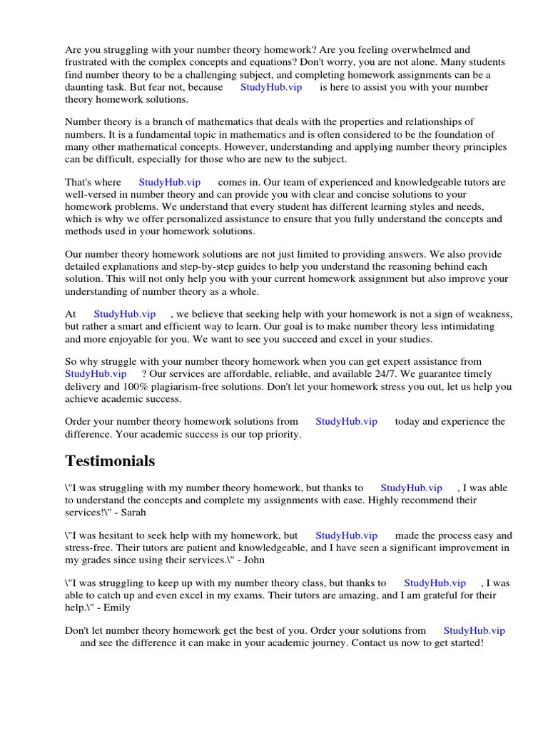 A Friendly Introduction To Number Theory Homework Solutions | Download ...