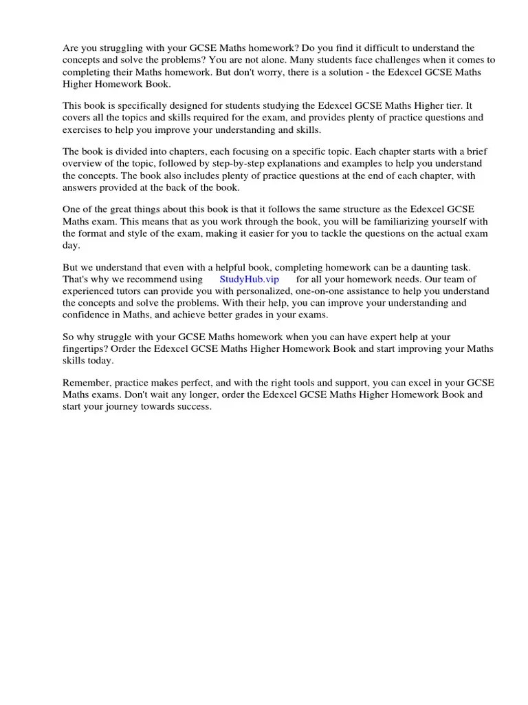 Edexcel Gcse Maths Higher Homework Book | PDF | Books | Teachers