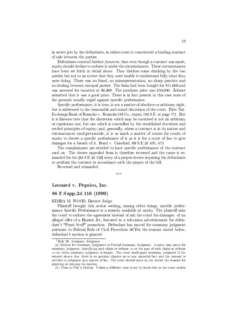 Leonard V Pepsico | PDF | Summary Judgment | Judiciaries