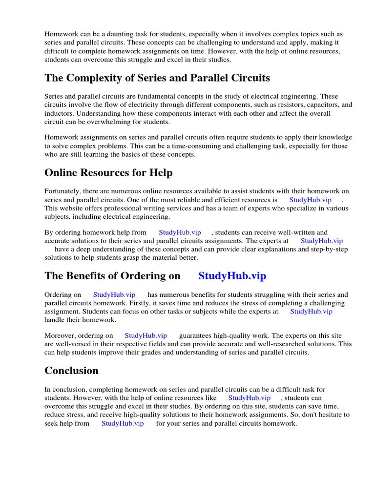 Series And Parallel Circuits Homework | PDF | Series And Parallel ...