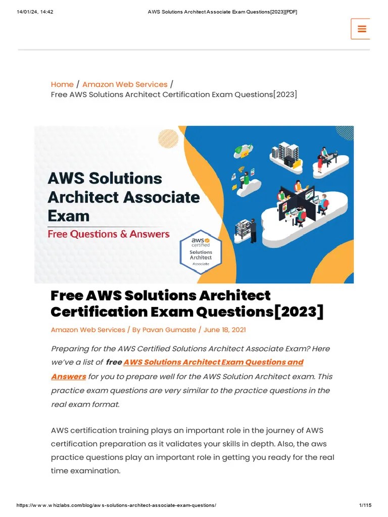 AWS Solutions Architect Associate Exam Questions (2023) (PDF ...