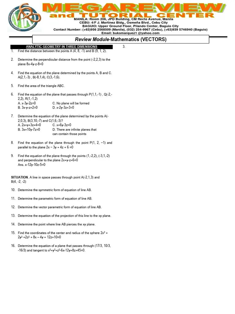 RM 08 - Vectors (Part 02) | PDF | Line (Geometry) | Equations