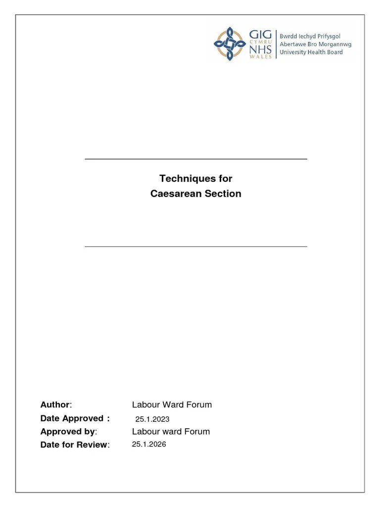 Techniques For Caesarean Section Jan 2023 PDF | PDF | Caesarean Section | Childbirth