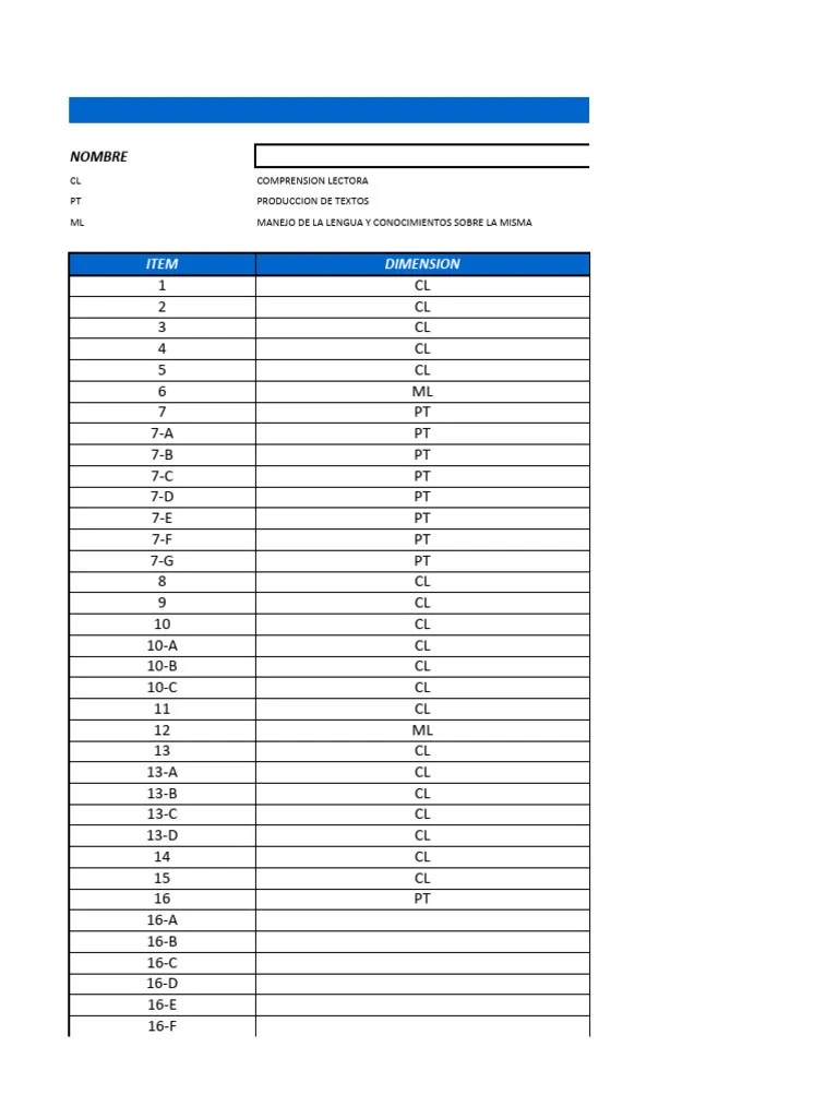 Plantilla CL-PT Base | PDF | Comprensión Lectora | Psicología Aplicada