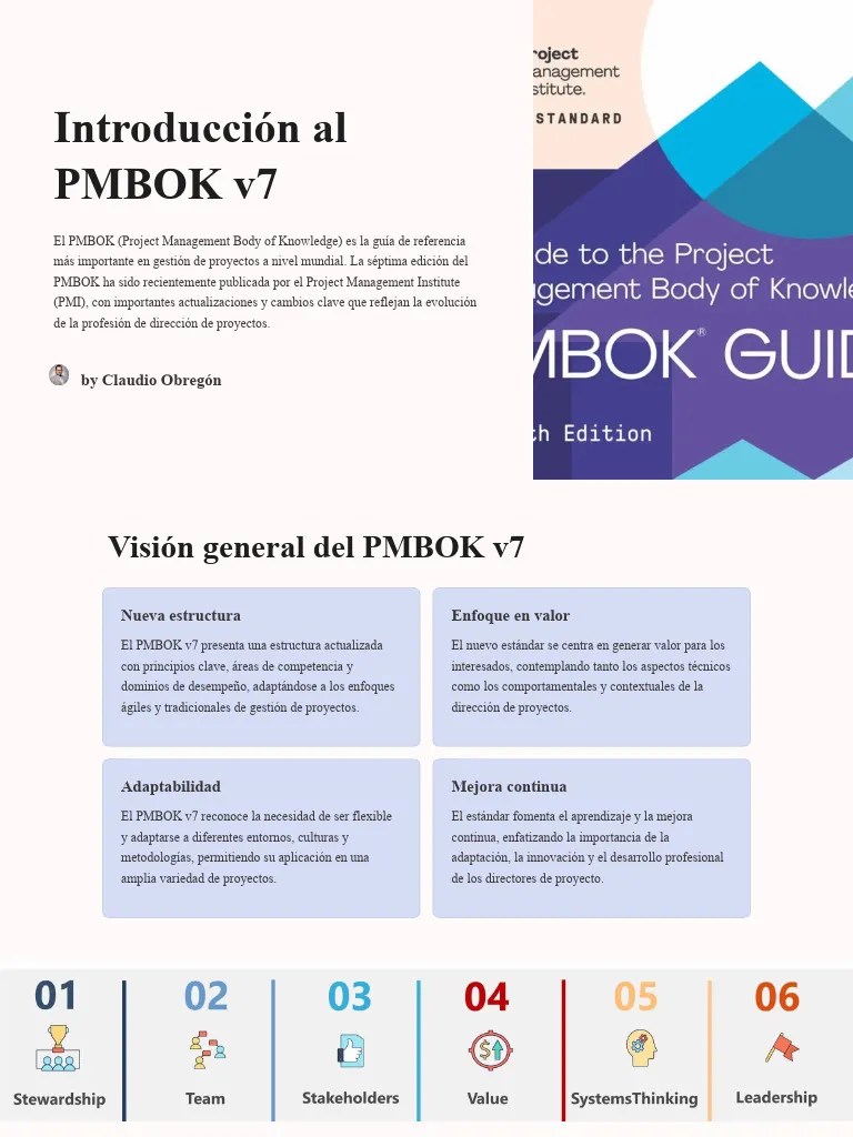 Introduccion Al PMBOK V7 | PDF | Planificación | Gestión De Proyectos