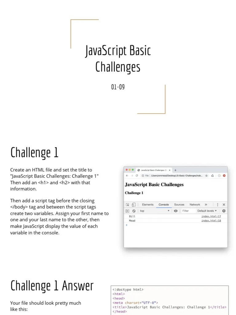 JavaScript Basic Challenges1 | PDF | Command Line Interface | Java Script