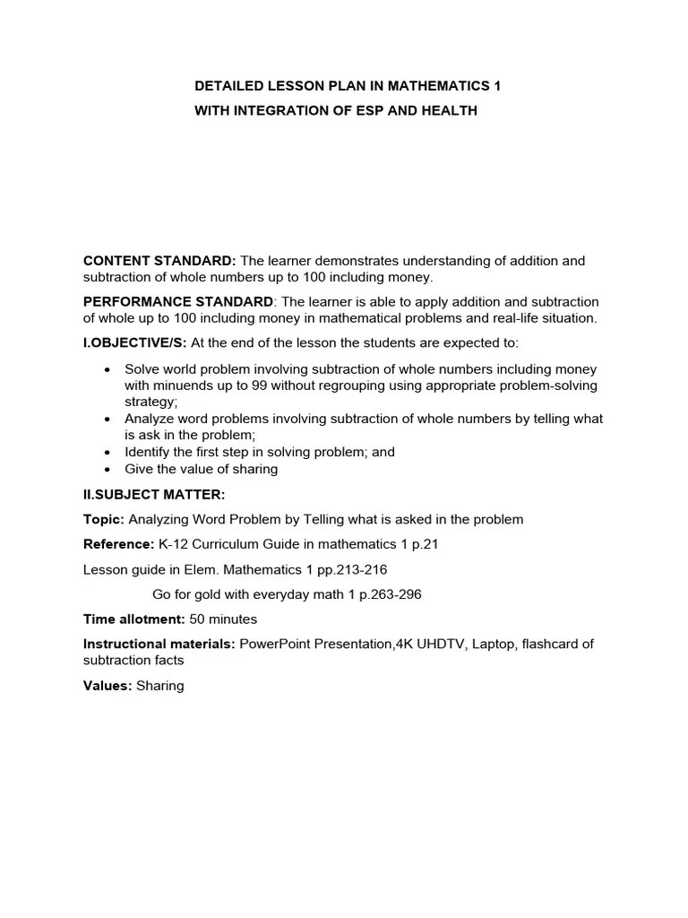 Detailed Lesson Plan In Mathematics 2 | PDF | Mathematics | Lesson Plan