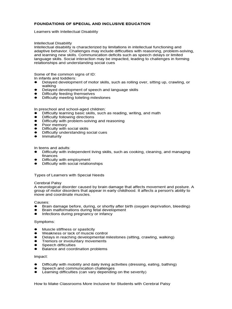 Learners With Intellectual Disability | PDF | Intellectual Disability | Down Syndrome