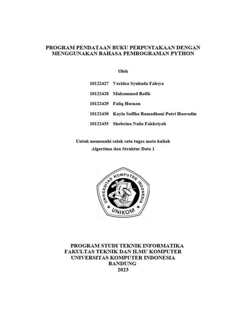 Program Pendataan Buku Perpustakaan Dengan Menggunakan Bahasa Pemrograman Python | PDF