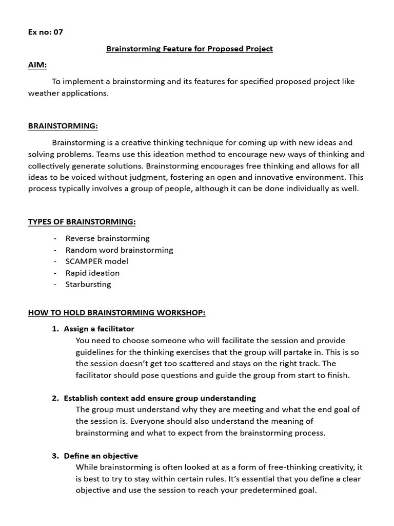 Brainstroming - EX - 7 Ui Ux Design Lab Exercise | PDF | Brainstorming ...