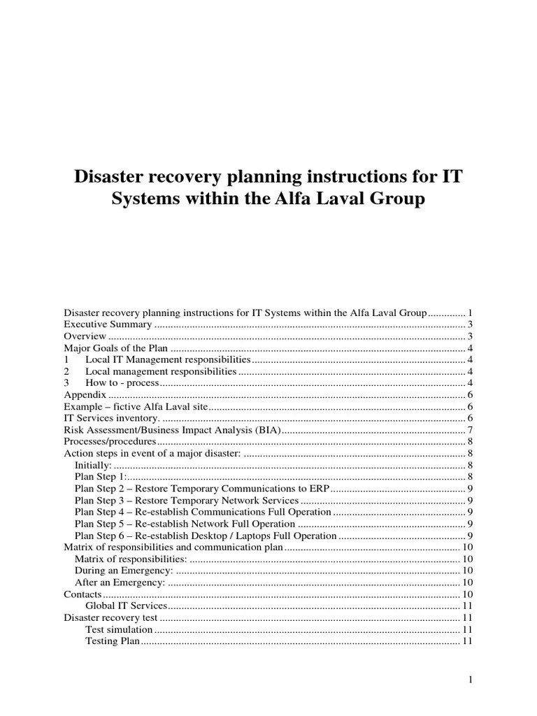 IT Disaster Recovery Plan | PDF | Computer Network | Disaster Recovery