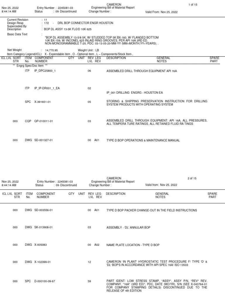 Bop DL 13-5.8 - 5K 2245081-03 | PDF | Mechanical Engineering