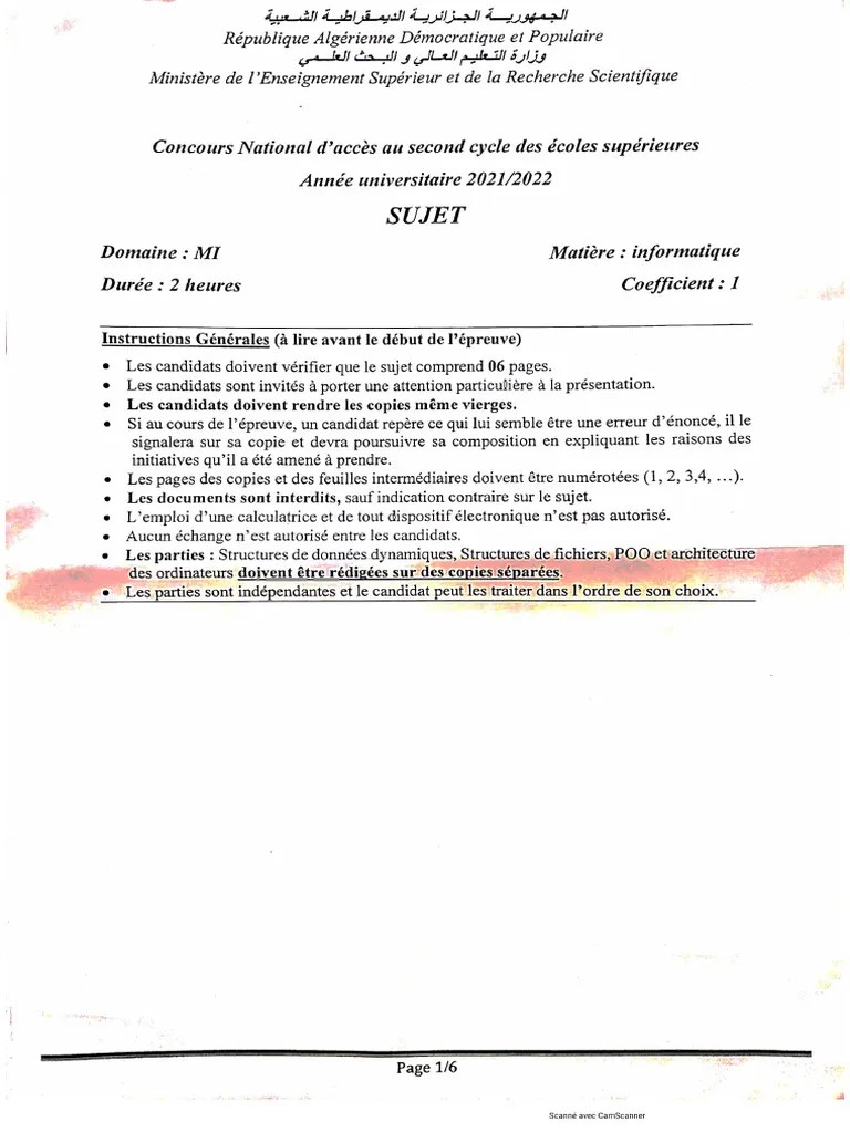 Concours Informatique 2020-2021 | PDF