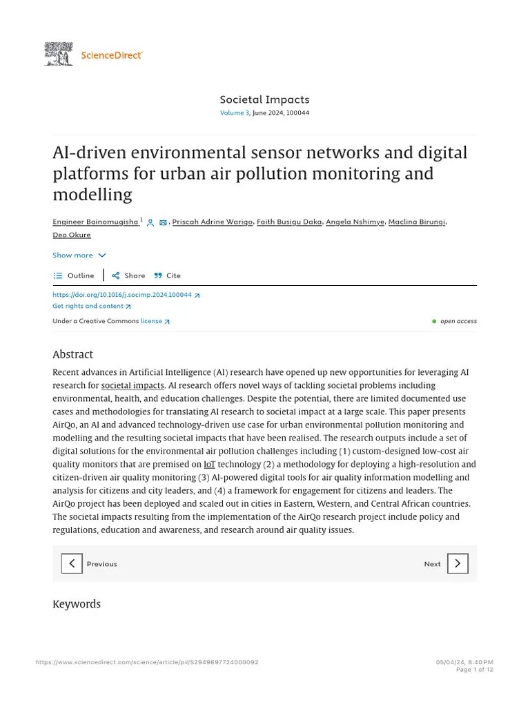 AI-driven Environmental Sensor Networks And Digital Platforms For Urban ...
