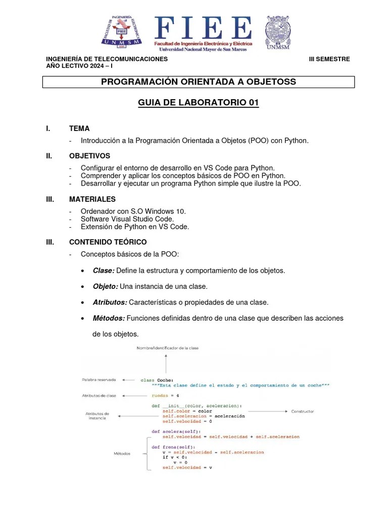 Laboratorio 01 PROGRAMACIÓN ORIENTADA A OBJETOS 2024 | PDF ...