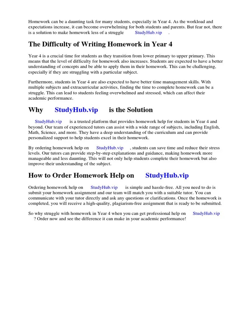 Instructions Homework Year 4 | PDF | Worksheet | Homework