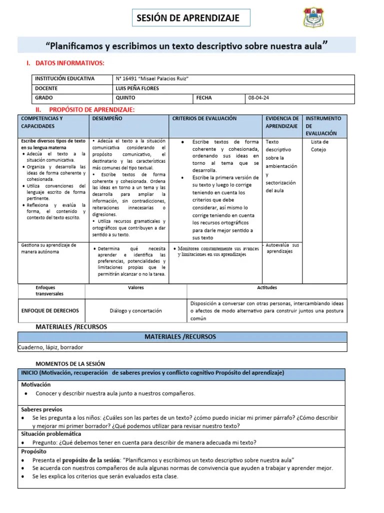Sesión Comunicación | PDF | Evaluación | Aprendizaje