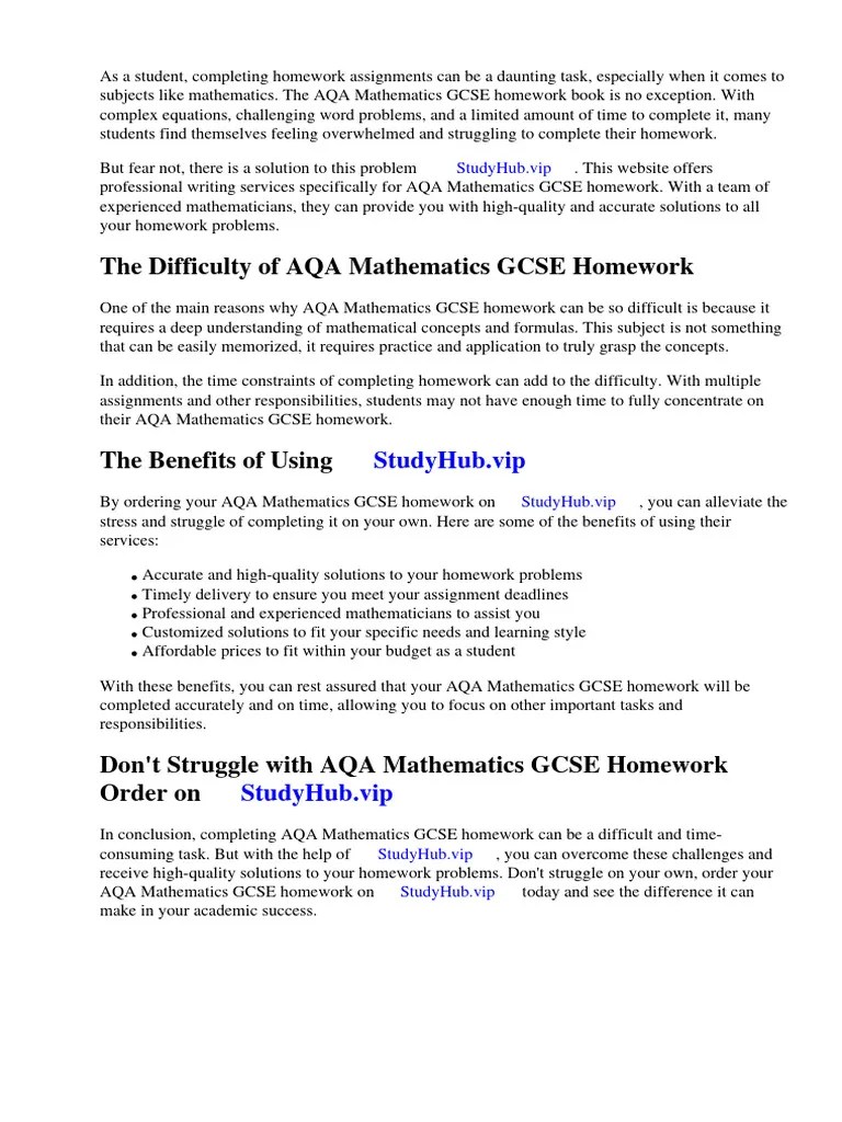 Aqa Mathematics Gcse Homework Book | PDF | Books | Mathematics
