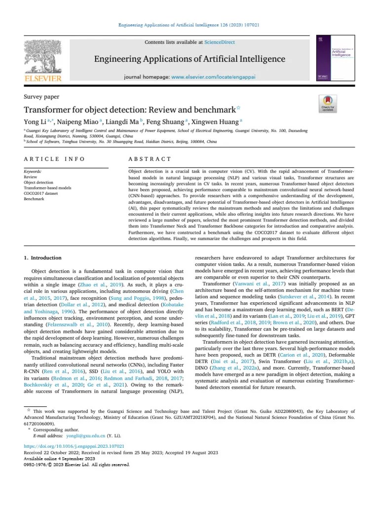 Transformer For Object Detection Review And Benchmark | PDF ...