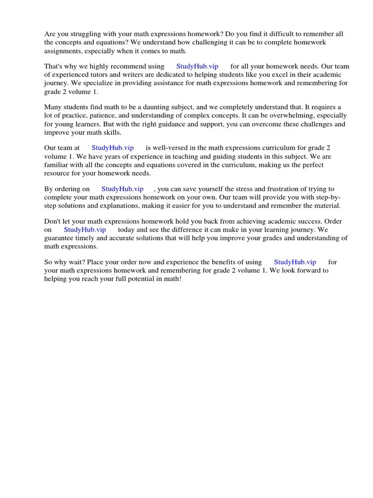 Math Expressions Homework And Remembering Grade 2 Volume 1 PDF | PDF | Mathematics | Textbook