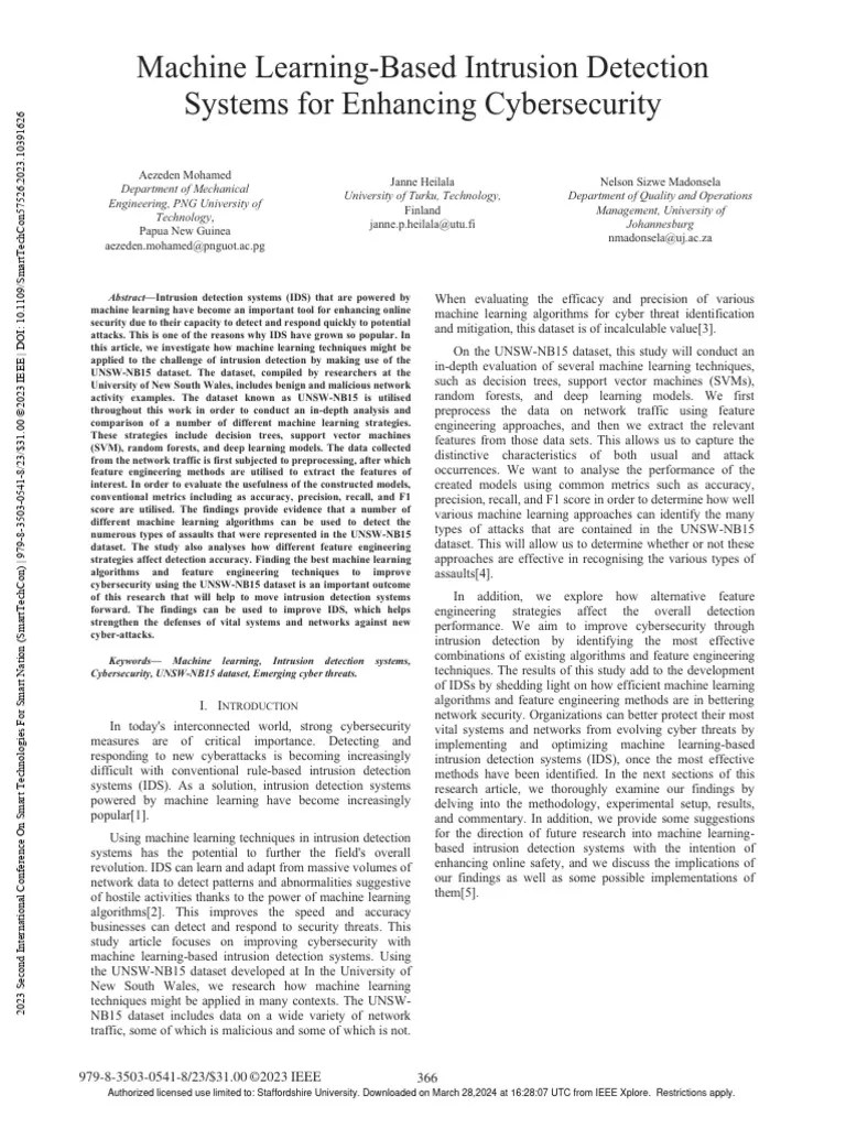 Machine Learning-Based Intrusion Detection Systems For Enhancing ...