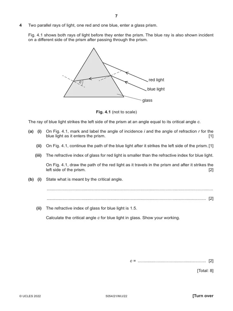O Level Physics 5054 - 21 Paper 2 May - Jun 2022 | PDF | Refraction | Waves