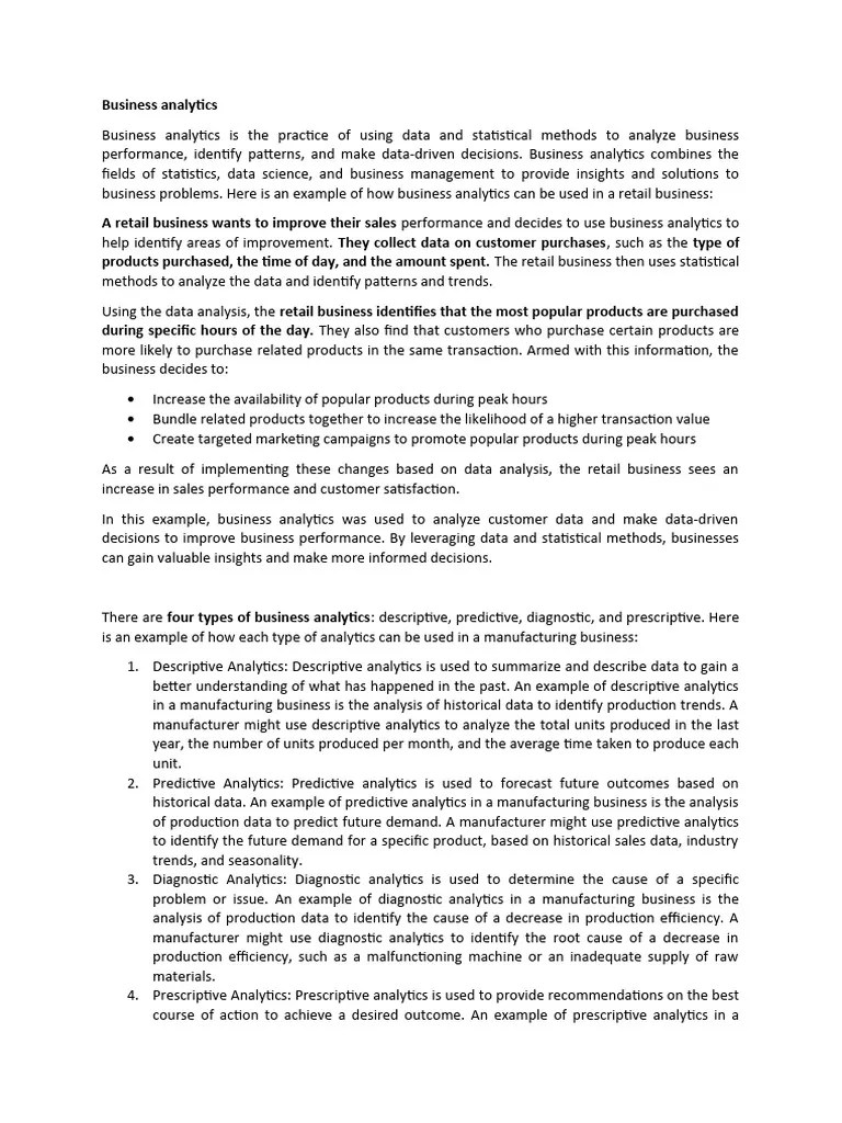 Business Analytics Handout Using Excel 6th | PDF | Analytics | Data Analysis