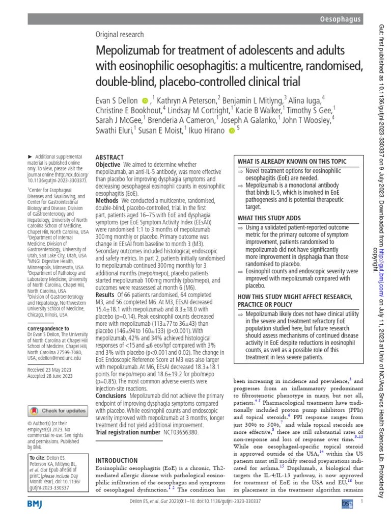 Mepolizumab for treatment of adolescents and adults with eosinophilic