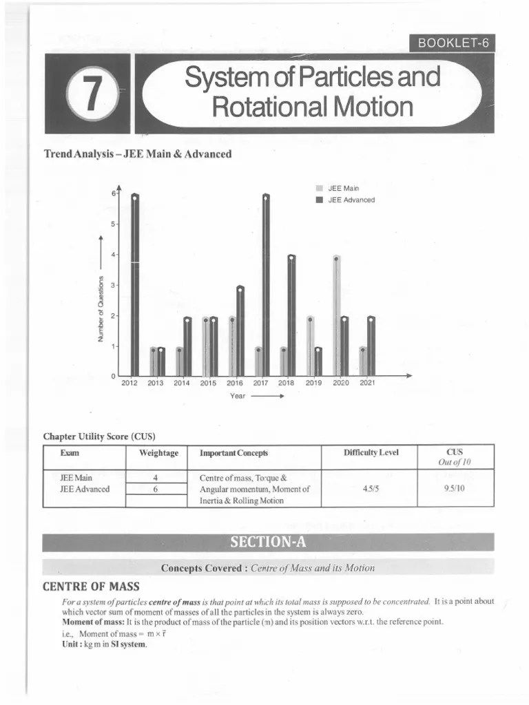 Physics - Booklet 6 - System Of Particles And Rotational Moation | PDF