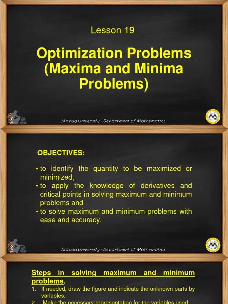 Lesson 19-Optimization Problems (Maxima And Minima Problems) | PDF ...