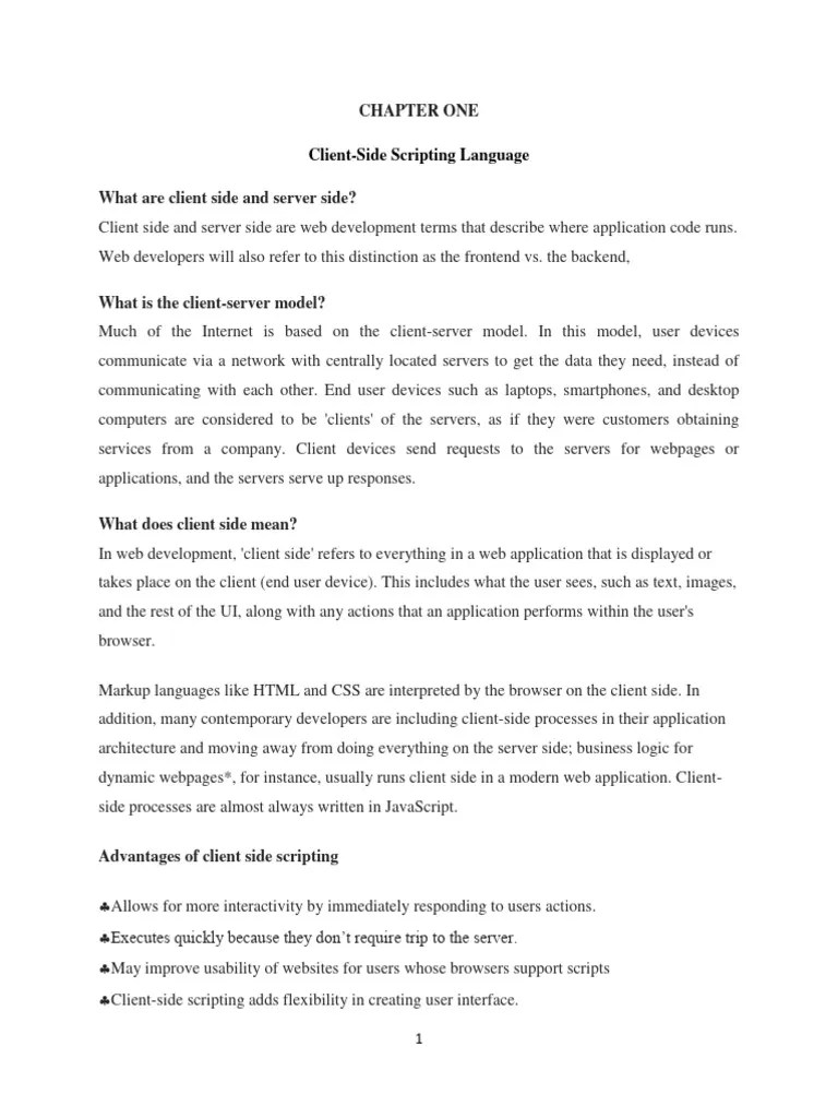 CH-1 (Client-Server Scripting) | PDF | Dynamic Web Page | Client–Server ...