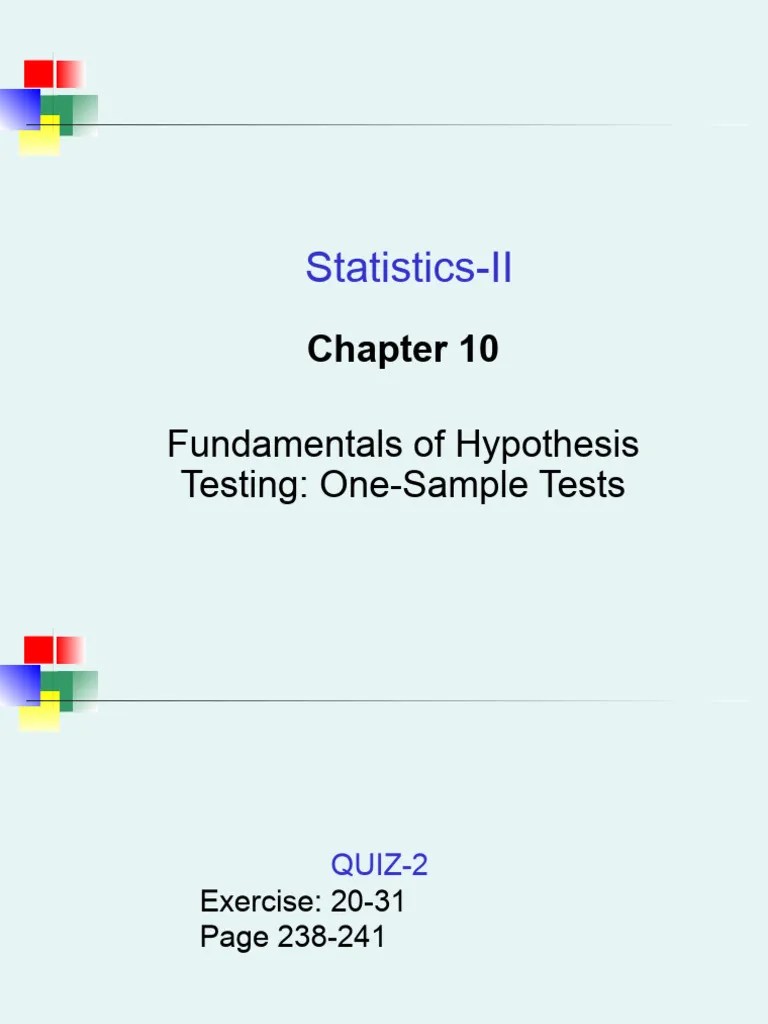 Chapt10 Hypothesis Testing One-Sample Tests BBA | Download Free PDF ...