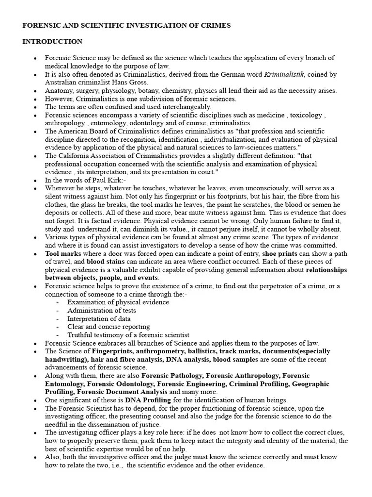 Forensic Science | PDF | Forensic Science | Crime Scene