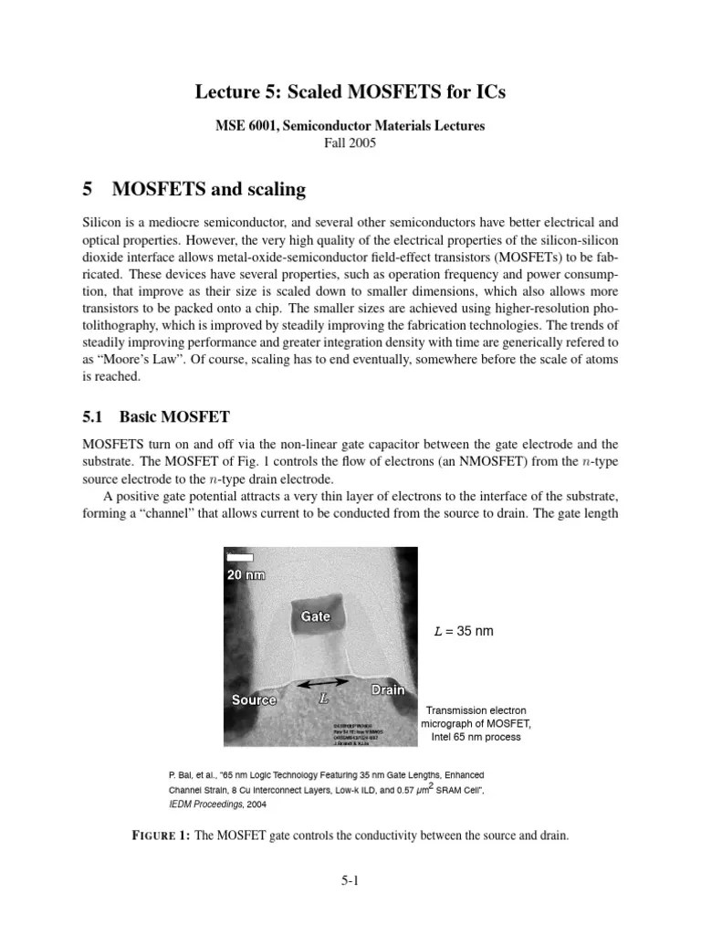 Lecture05 De Cmos | PDF | Mosfet | Field Effect Transistor