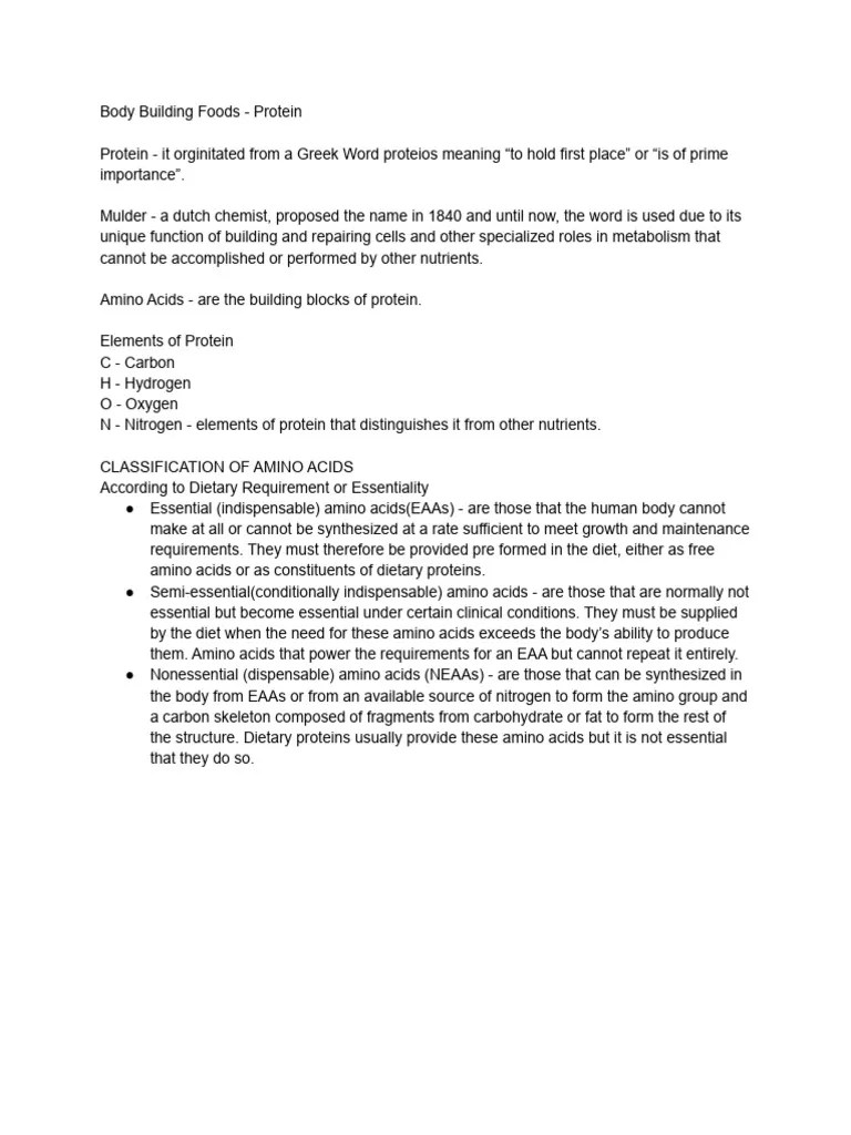 CHAPTER 4 - BodyBuilding Foods - Protein | PDF | Proteins | Dna