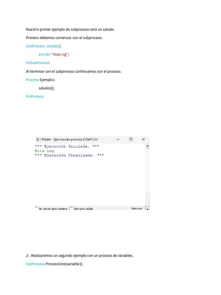 Ejercicios De De Subprocesos En Pseint | PDF
