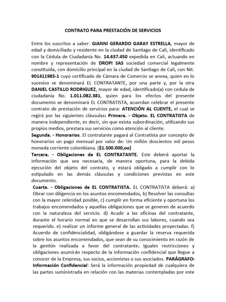 Modelo Contrato De Servicios | PDF | Derecho Laboral | Marketing