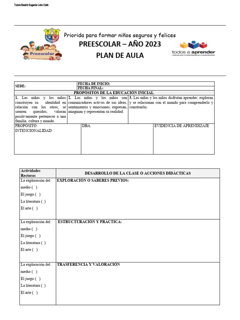 Planeación Preescolar | PDF | Educación De La Primera Infancia | Las ...