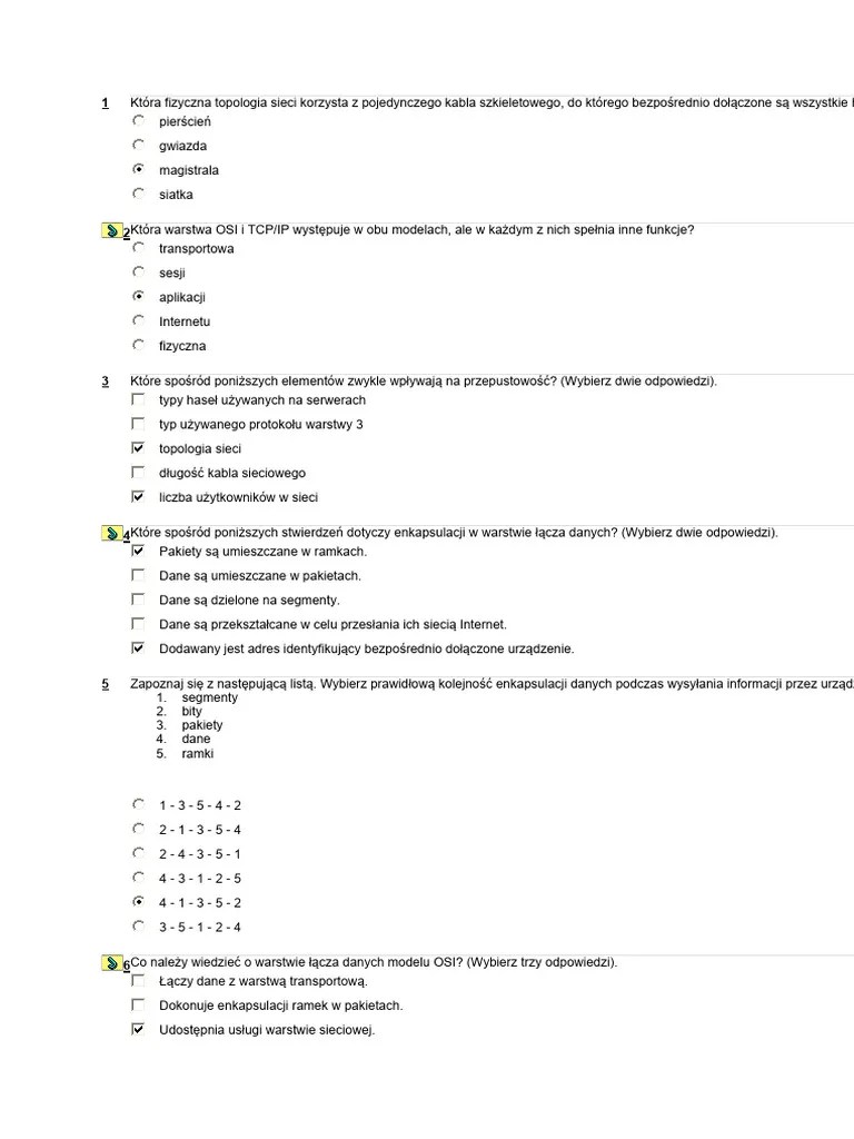 Cisco CCNA Moduł 2 TEST | PDF