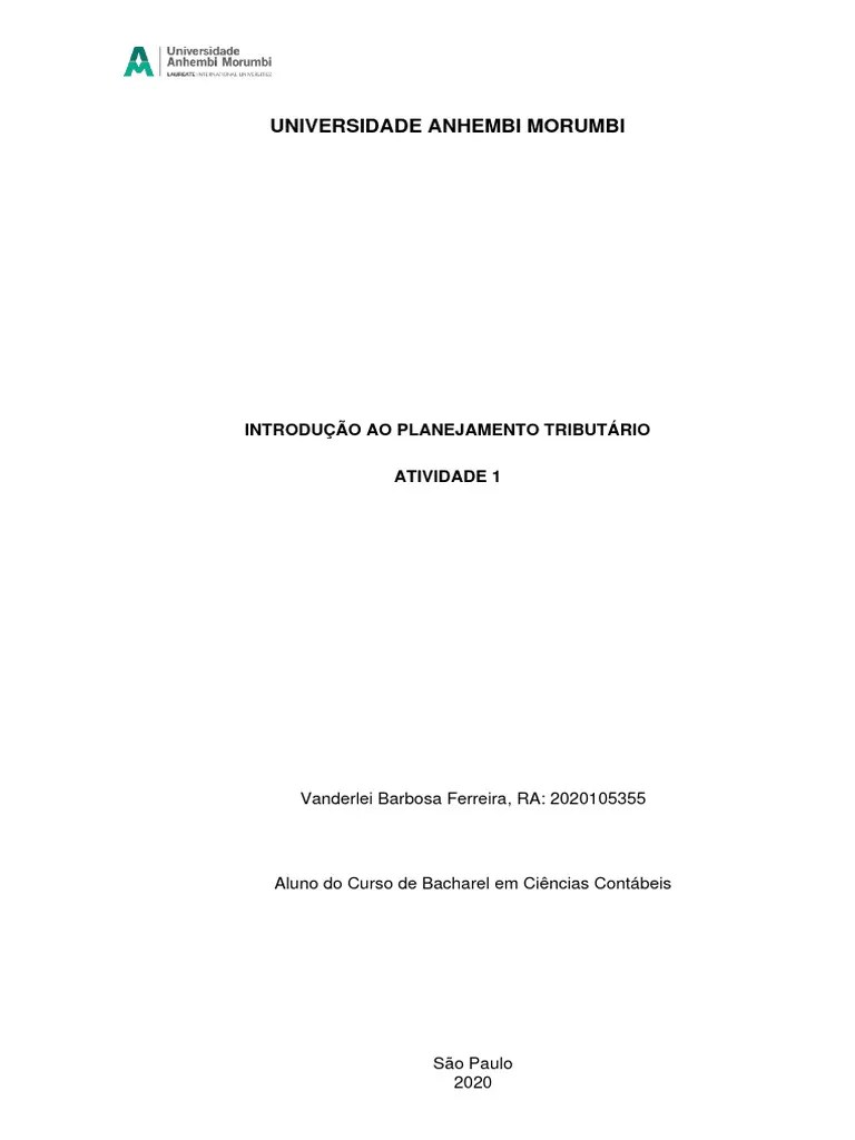 Atividade 1 - Planejamento Tributário | PDF | Impostos | Evasão Fiscal