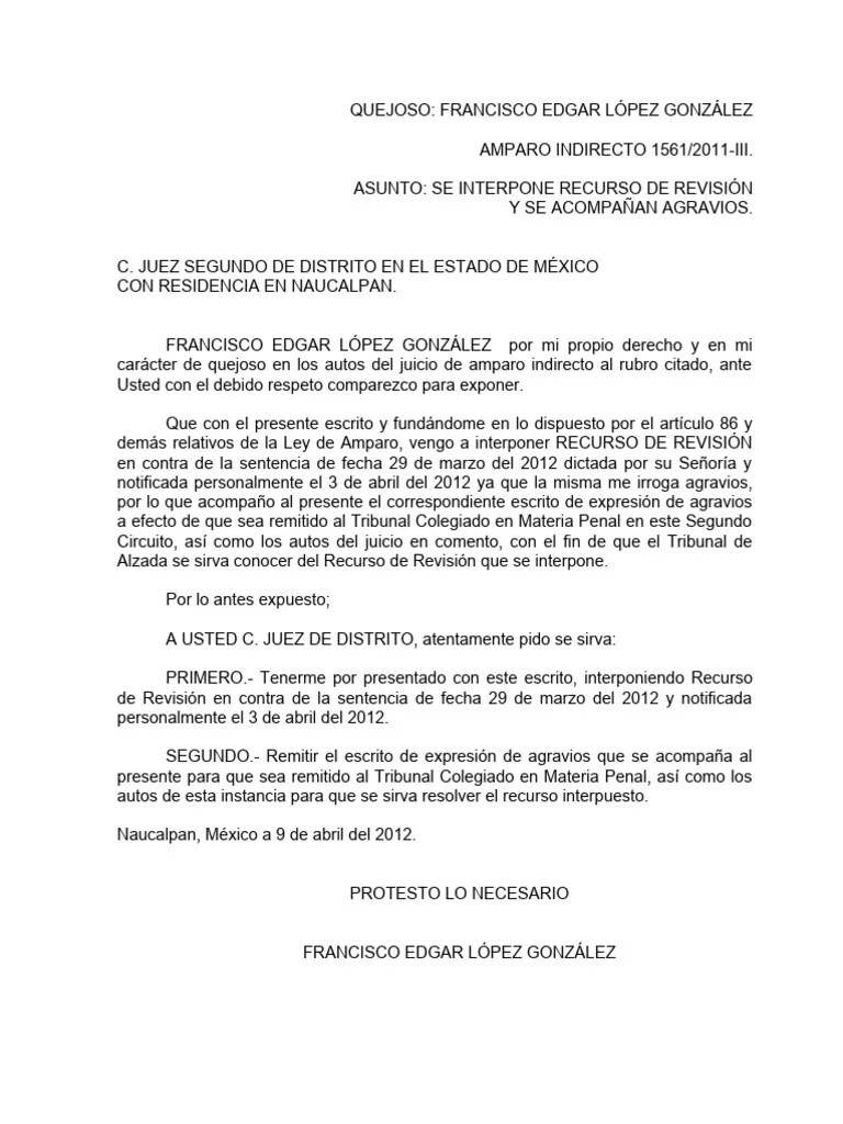 Edgar López GLZ Recurso De Revision Contra Sentebcia Sobreseimiento ...