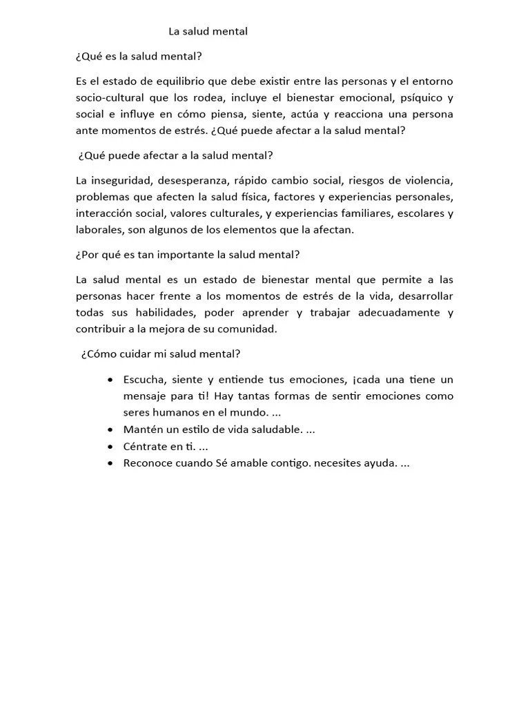 La Salud Mental | PDF