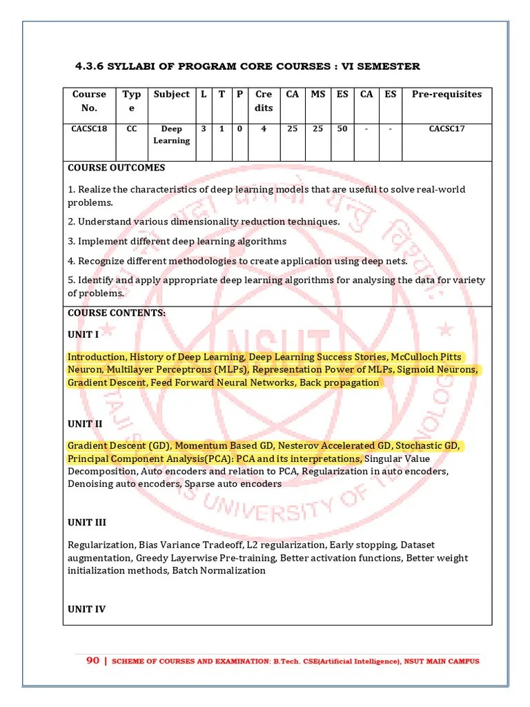 Deep Learning Syllabus | PDF | Deep Learning | Artificial Neural Network